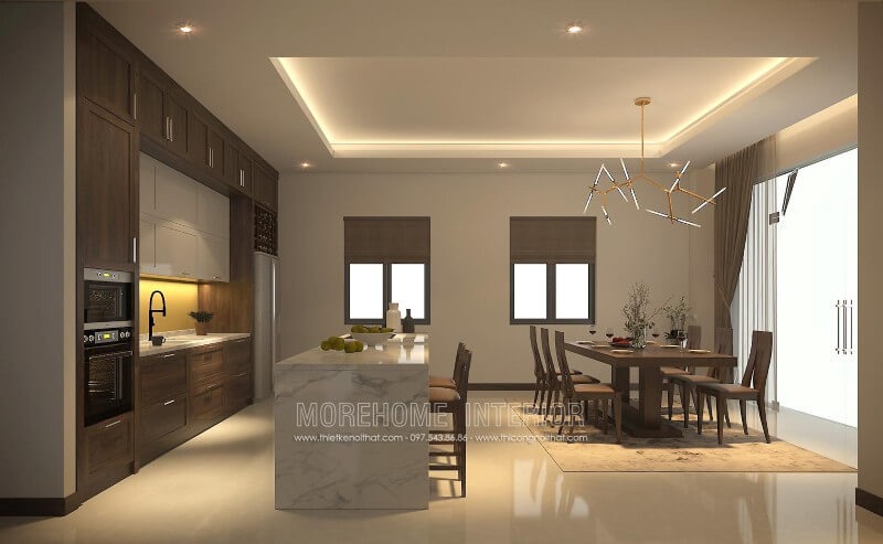 Tủ bếp gỗ đẹp kết hợp quầy bar hiện đại, độc đáo luôn là điểm nhấn mới mẻ cho mọi gia đình, nó còn là nơi bạn vừa có thể chế biến thức ăn, lại vừa có thể thưởng thức những thành phẩm của mình Tủ bếp gỗ, tủ bếp gỗ tự nhiên, tủ bếp tân cổ điển