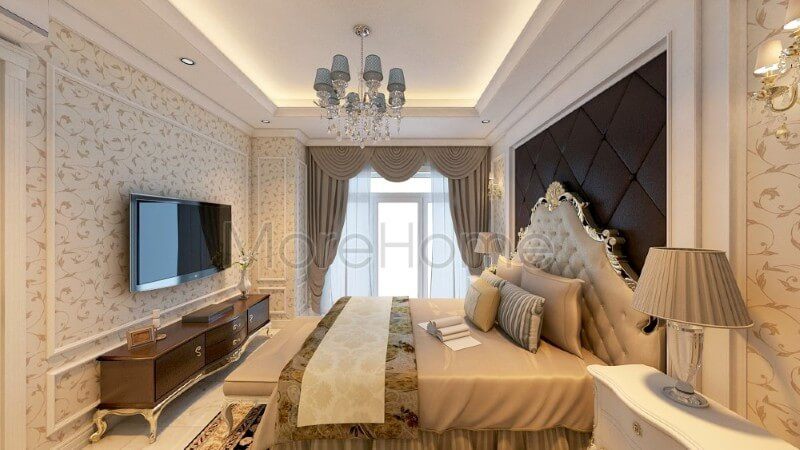 Trang trí nội thất phòng ngủ chung cư phong cách tân cổ điển