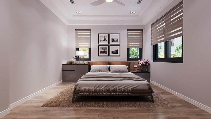 Thiết kế phong ngủ phong cách hiện đại với nội thất gỗ sang trọng cho biệt thự, chung cư, nhà phố