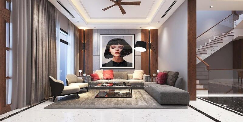 Bố trí nội thất phòng khách hiện đại sang trọng cho biệt thự, nhà phố tại Vinh Nghệ An.