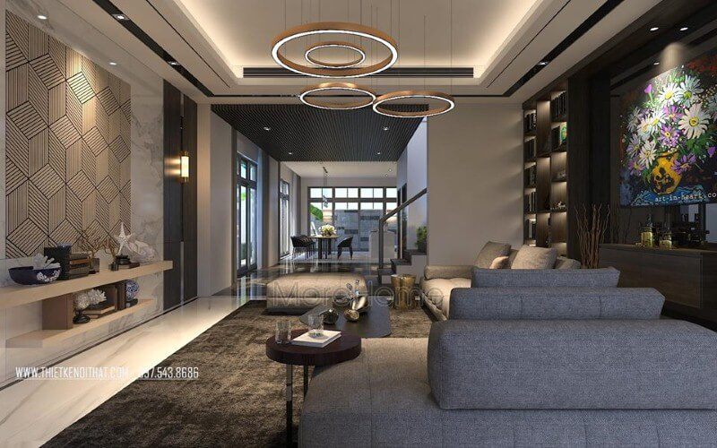 Bố trí nội thất phòng khách liền phòng ăn hiện đại, đẹp cho nhà phố, biệt thự.