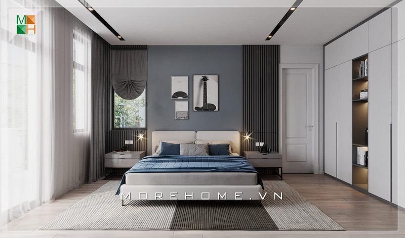 Mẫu tranh canvas họa tiết độc đáo tô điểm thêm căn phòng ngủ ấn tượng hơn rất nhiều.